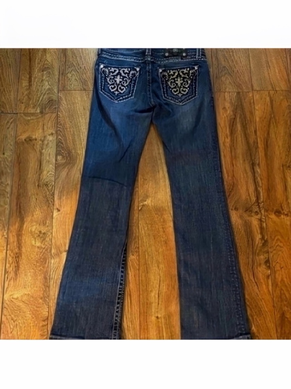 Gorgeous Miss Me Boot Jeans With Embellished Pockets 34” Inseam